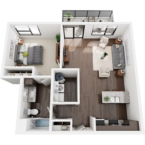 Floor plan for 1 bed, 1 bath, 846 sqft